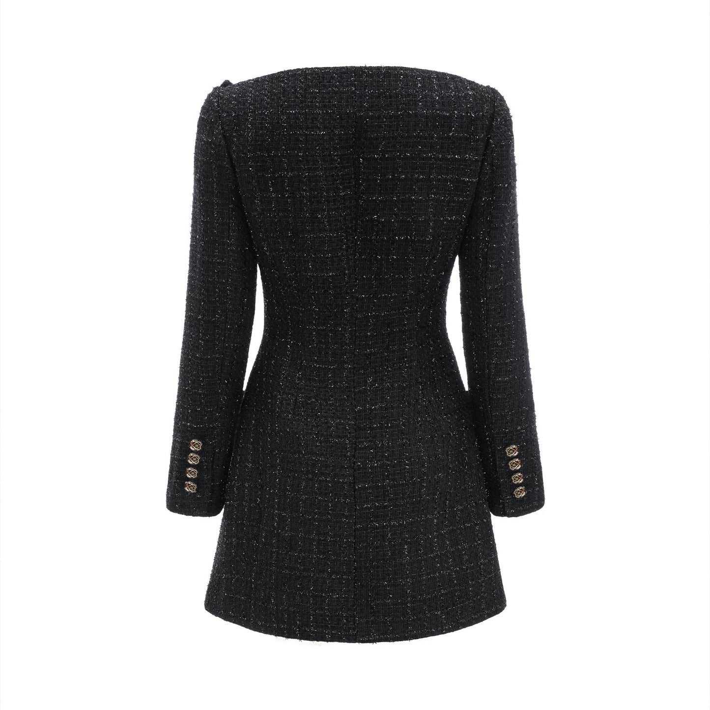 Erin black double-breasted coat dress