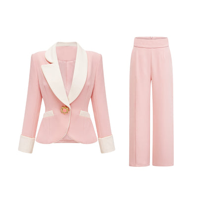 Claretta colour-block blazer & pants matching set