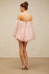 Avril layered bubble tulle mini dress in Pink