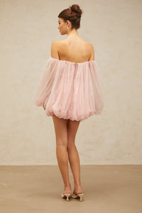 Avril layered bubble tulle mini dress in Pink