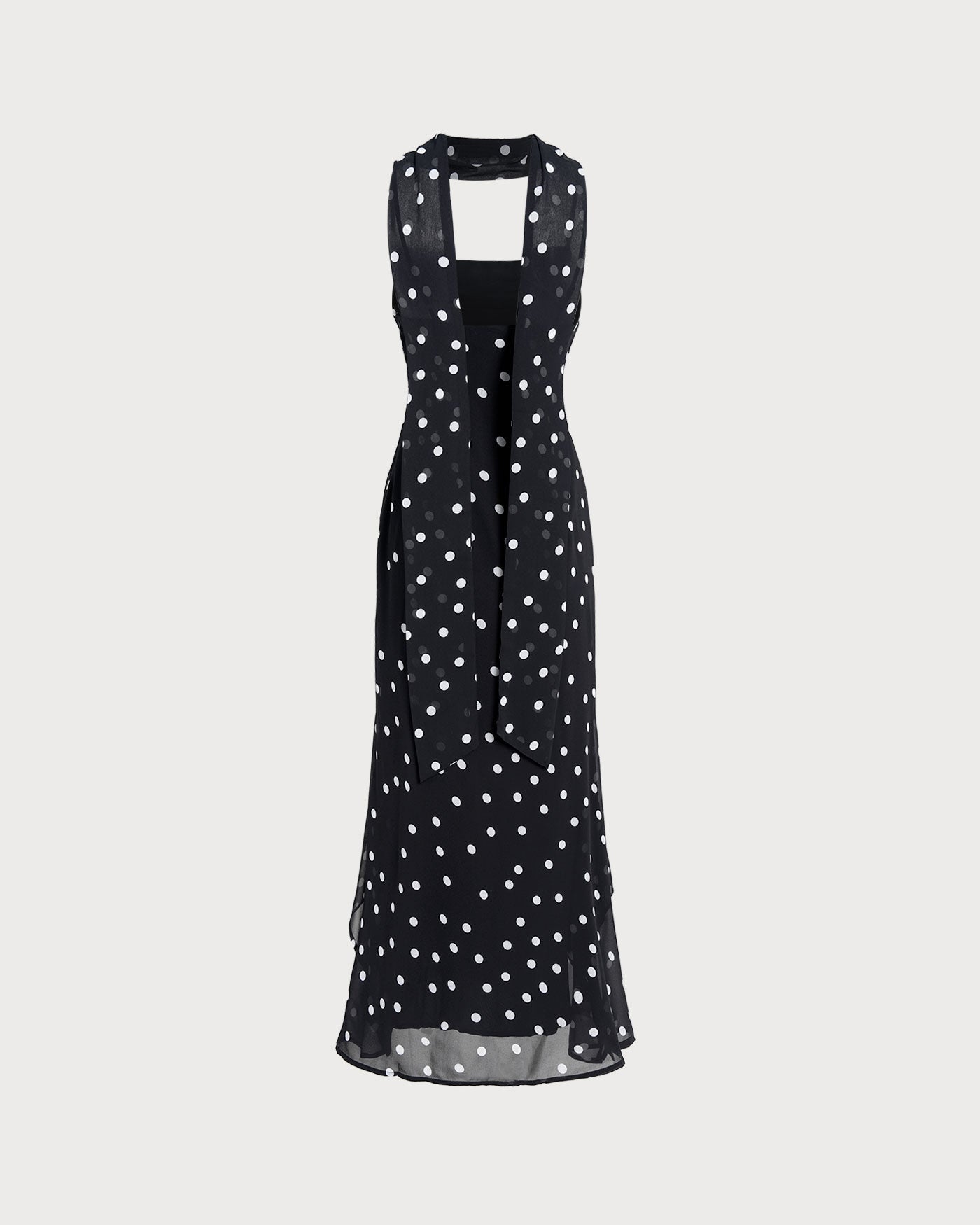 Black Polka Dot Slip Maxi Dress