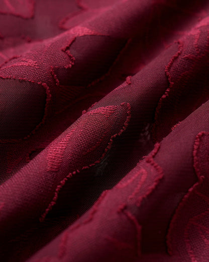 Wine Red Sweetheart Neck Jacquard Slip Midi Dress