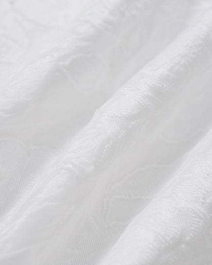 White Jacquard Shirred Slip Midi Dress