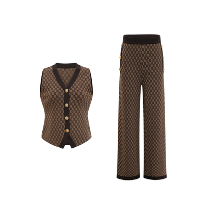Cyrielle monogram-jacquard top & trousers matching set