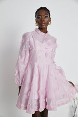 Honorine pink floral-appliqué mini dress