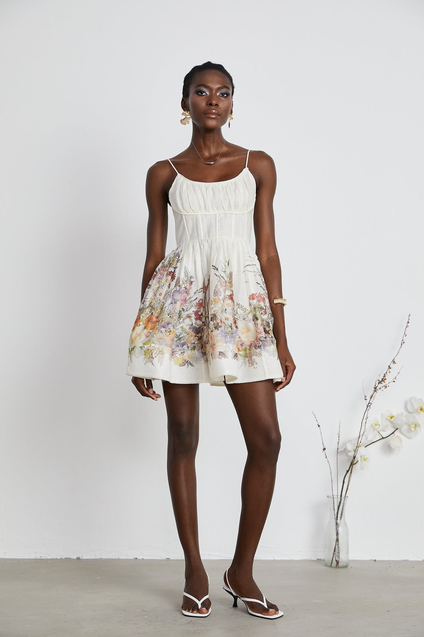 Valentia floral-print ruched mini dress