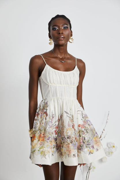 Valentia floral-print ruched mini dress