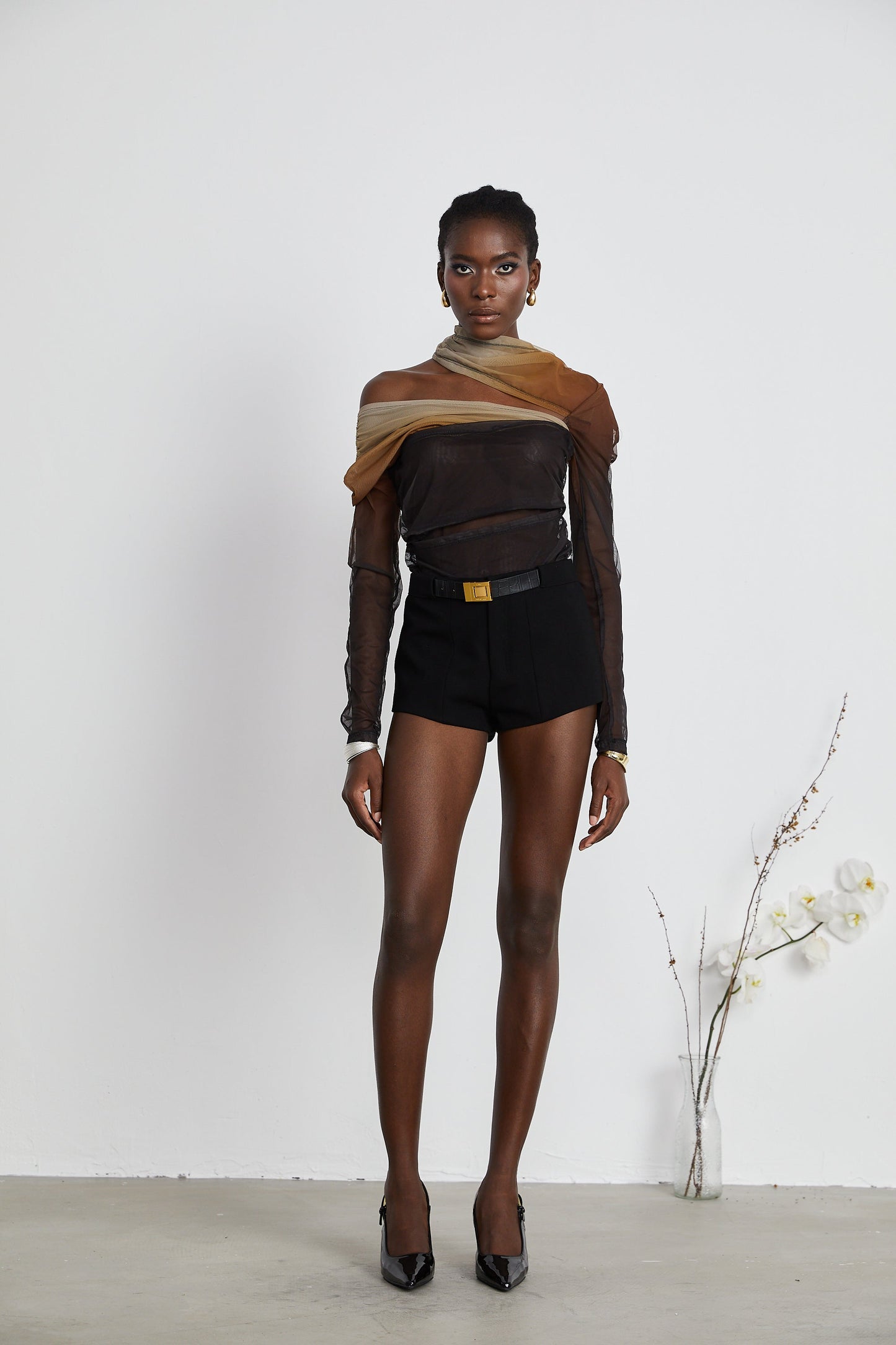 Capucine ruched gradient-effect bodysuit