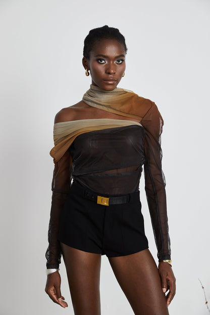 Capucine ruched gradient-effect bodysuit