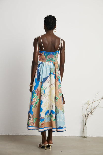 Joan graphic-print midi dress