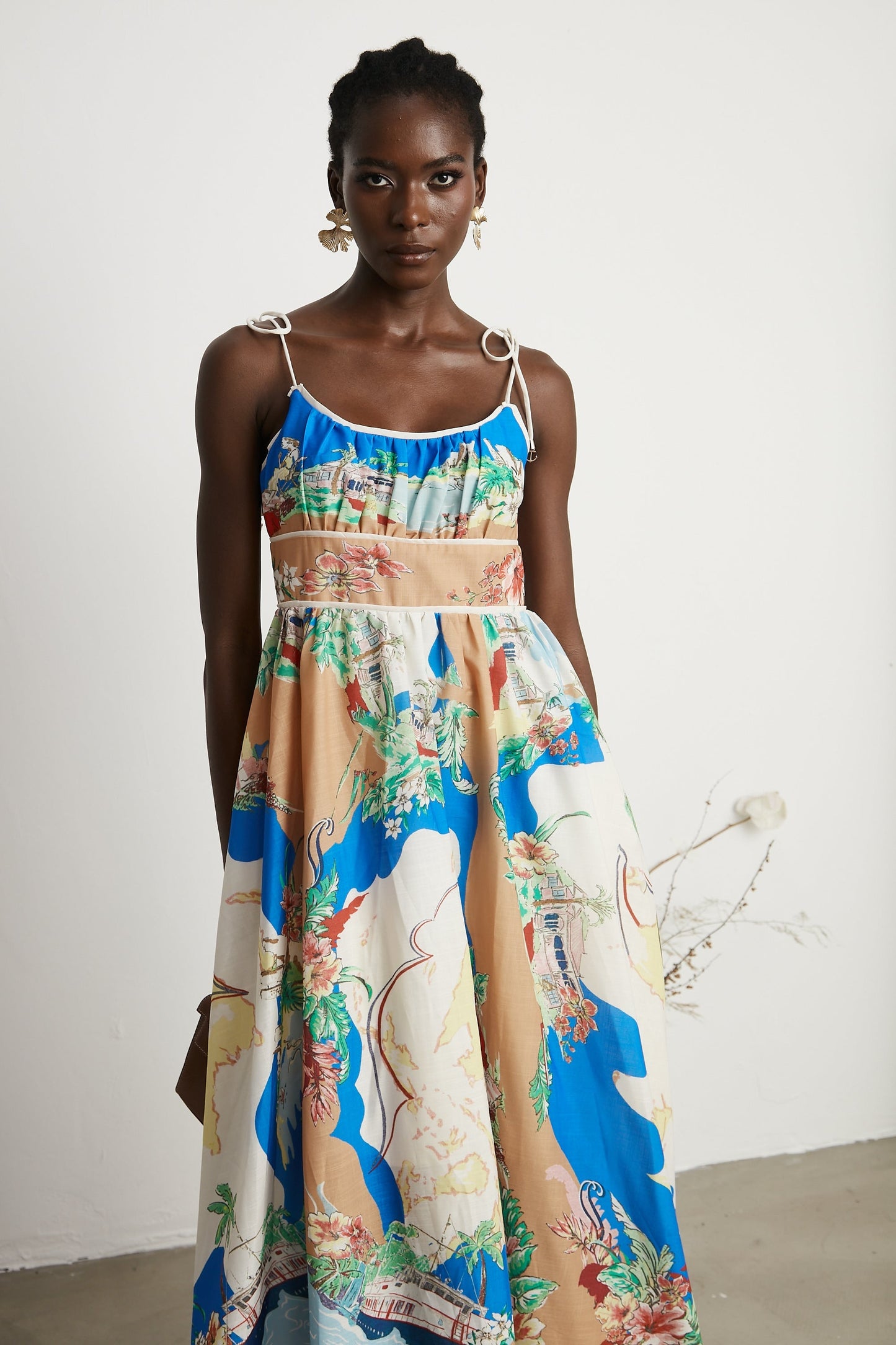 Joan graphic-print midi dress