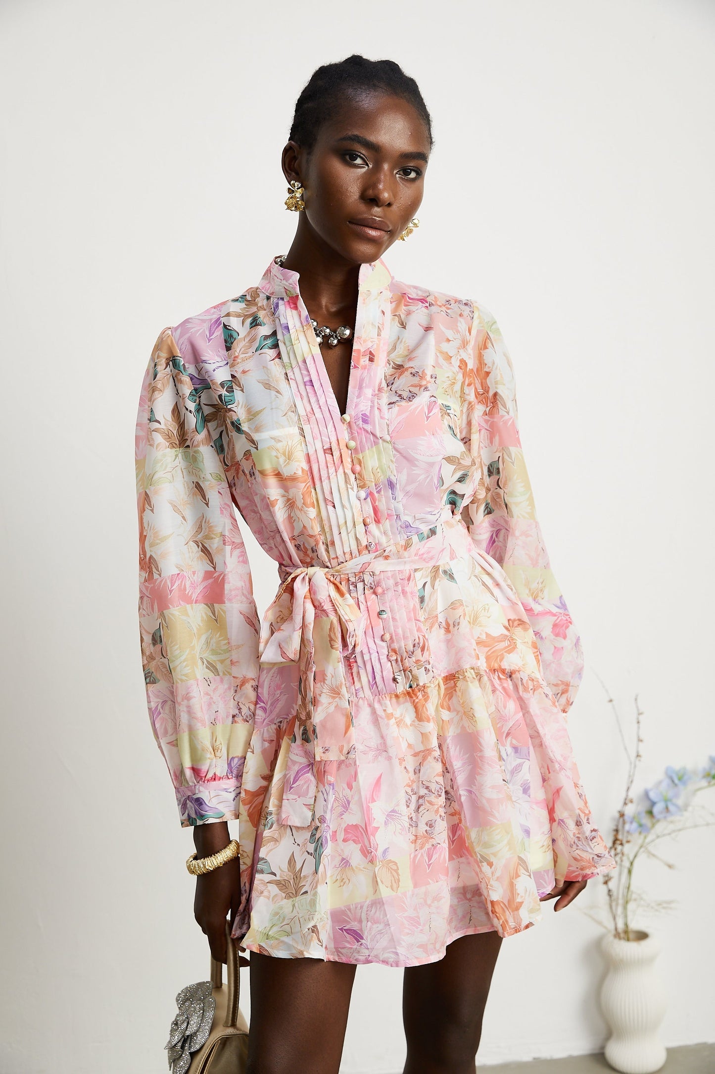 Honorine floral-print flared mini dress