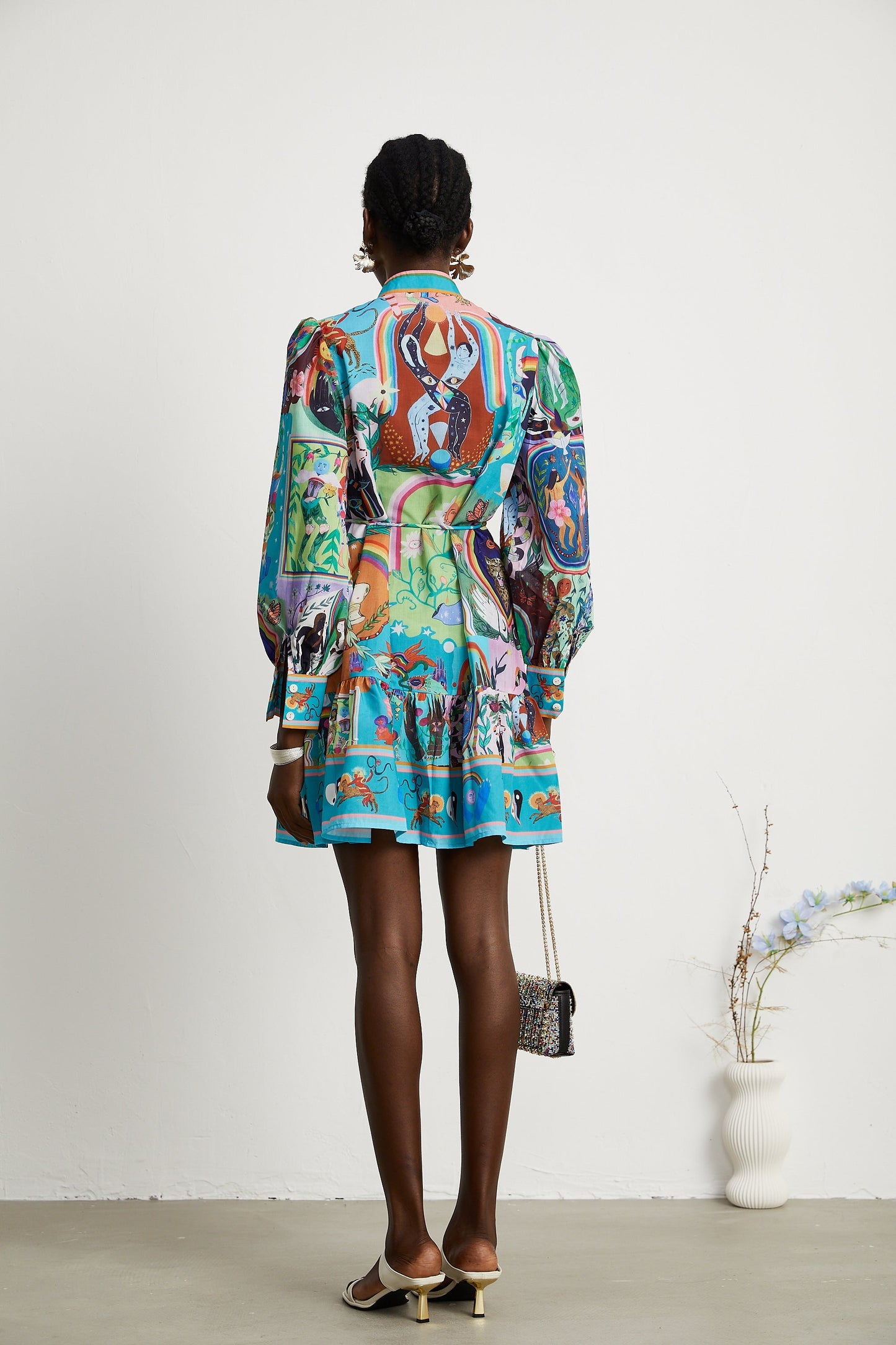 Valérie pattern-print flared mini dress