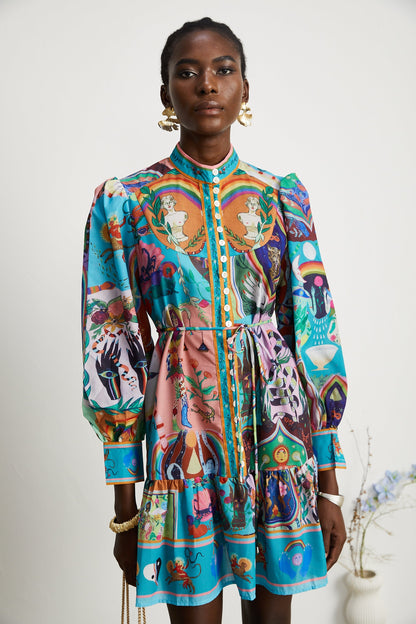 Valérie pattern-print flared mini dress