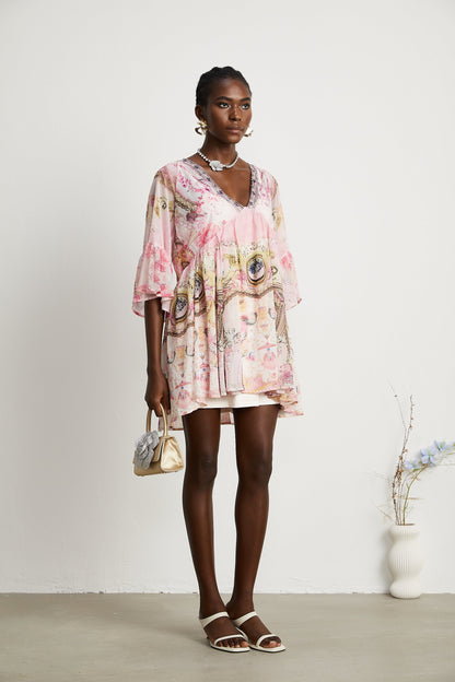 Camille pattern-print flared mini dress