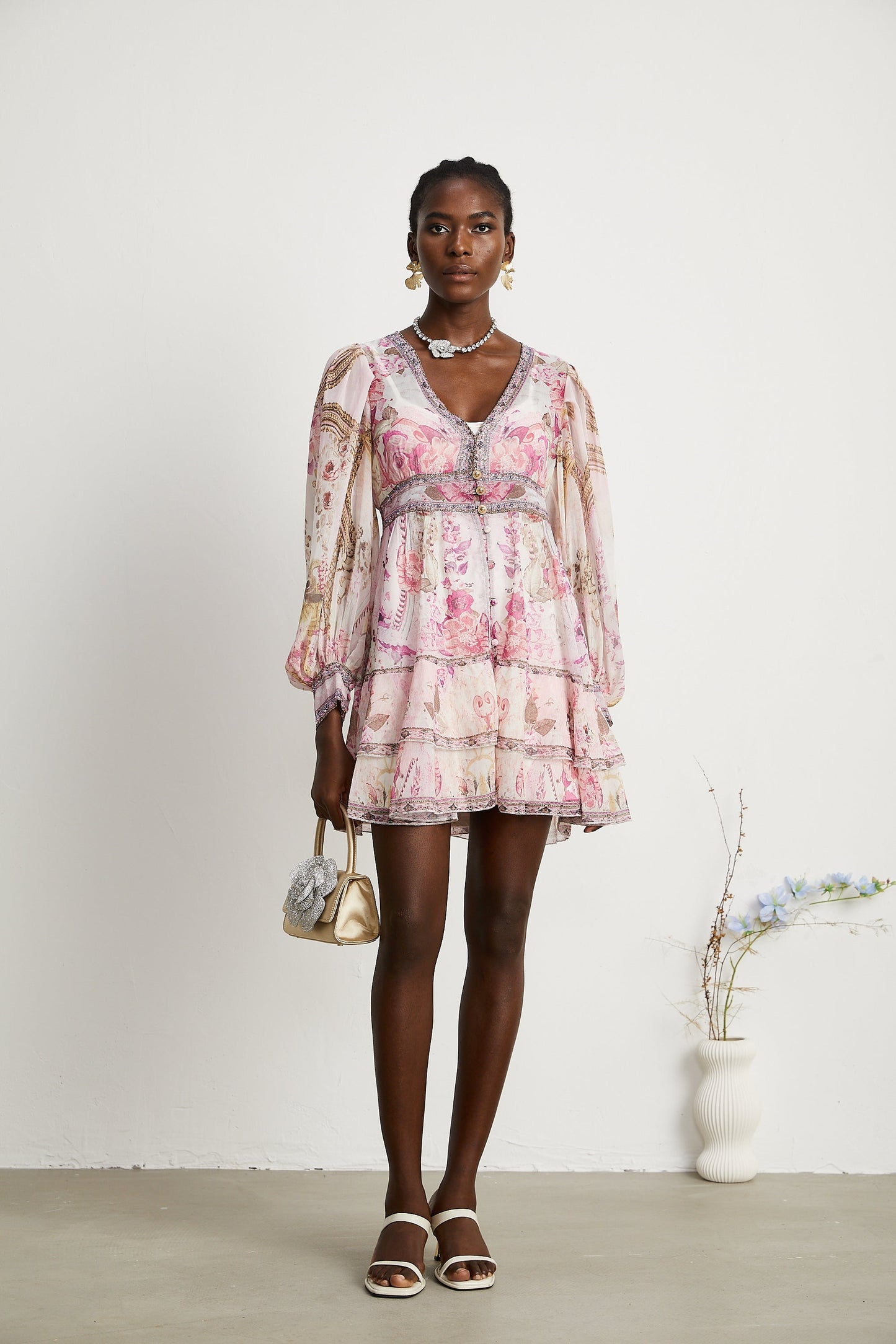 Mélisande floral-print tiered mini dress