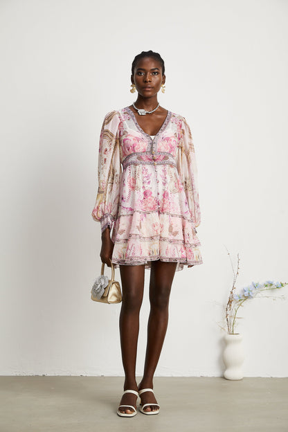 Mélisande floral-print tiered mini dress