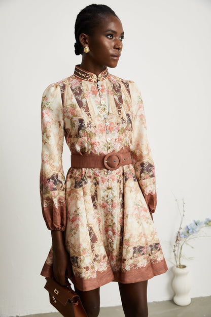 Kensia pattern-print flared mini dress