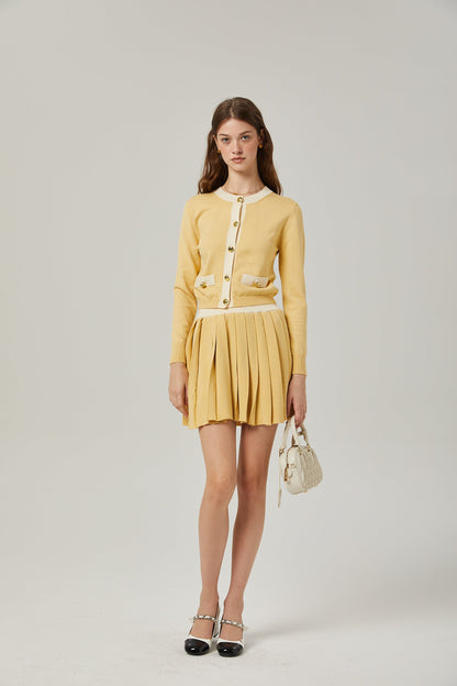 Clémence wool cardigan & skirt matching set