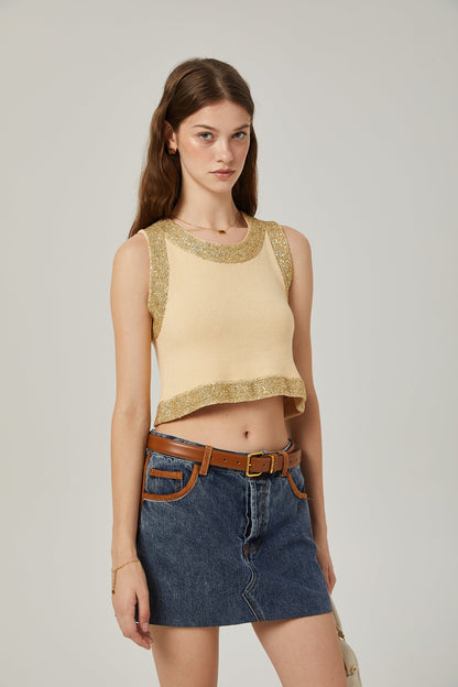 Cyrielle wool sequined embellished vest top