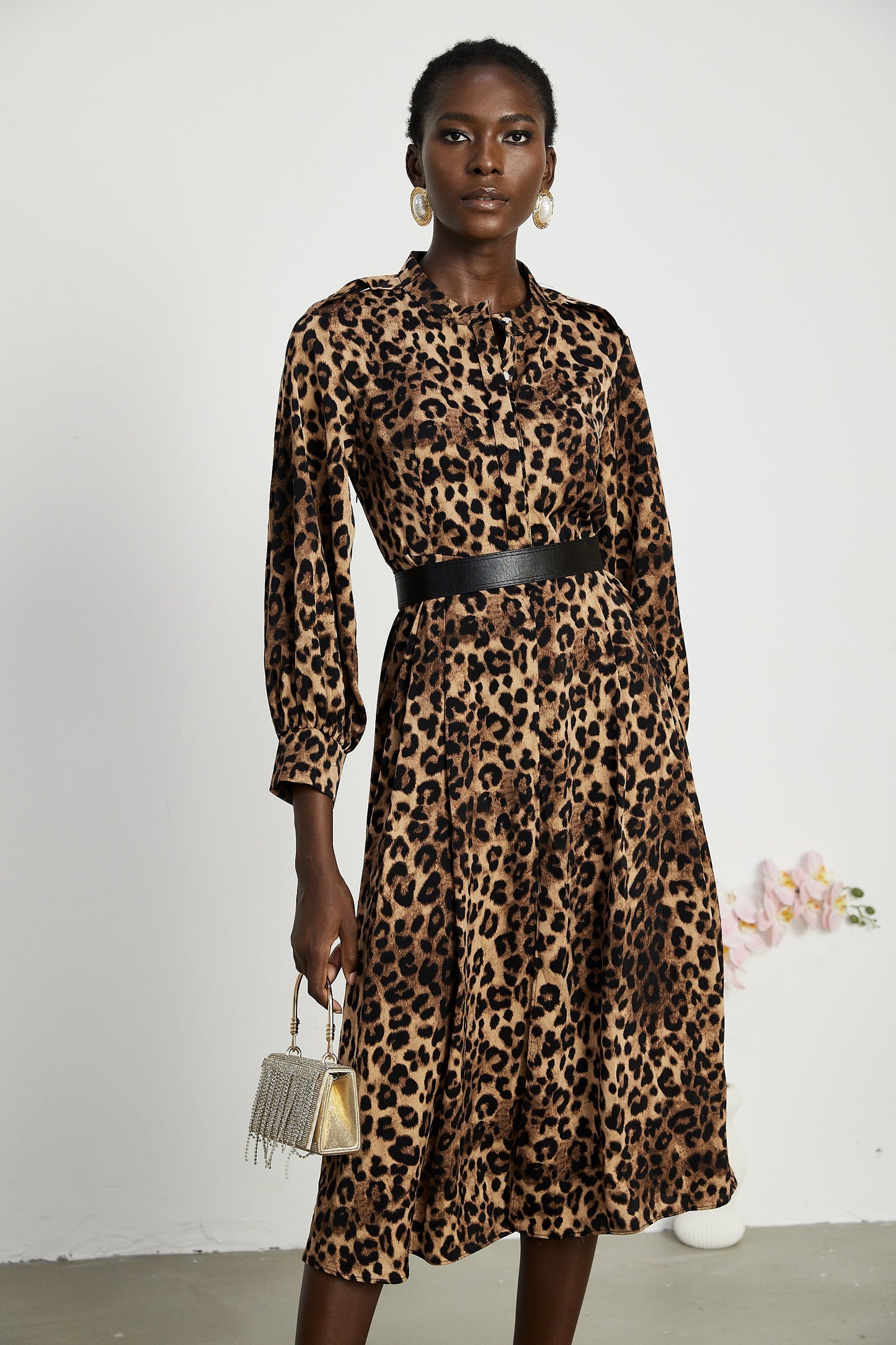 Geneviève leopard-print midi dress