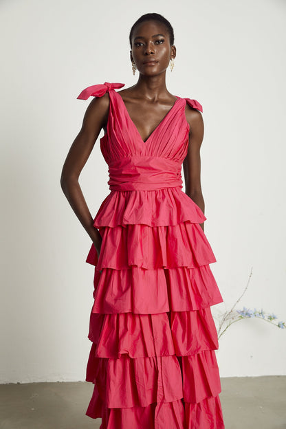 Émilienne tiered ruffled midi dress