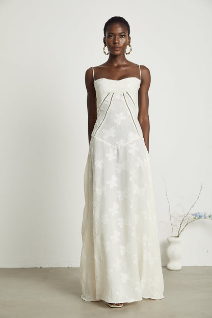 Adabella floral maxi dress in neutral