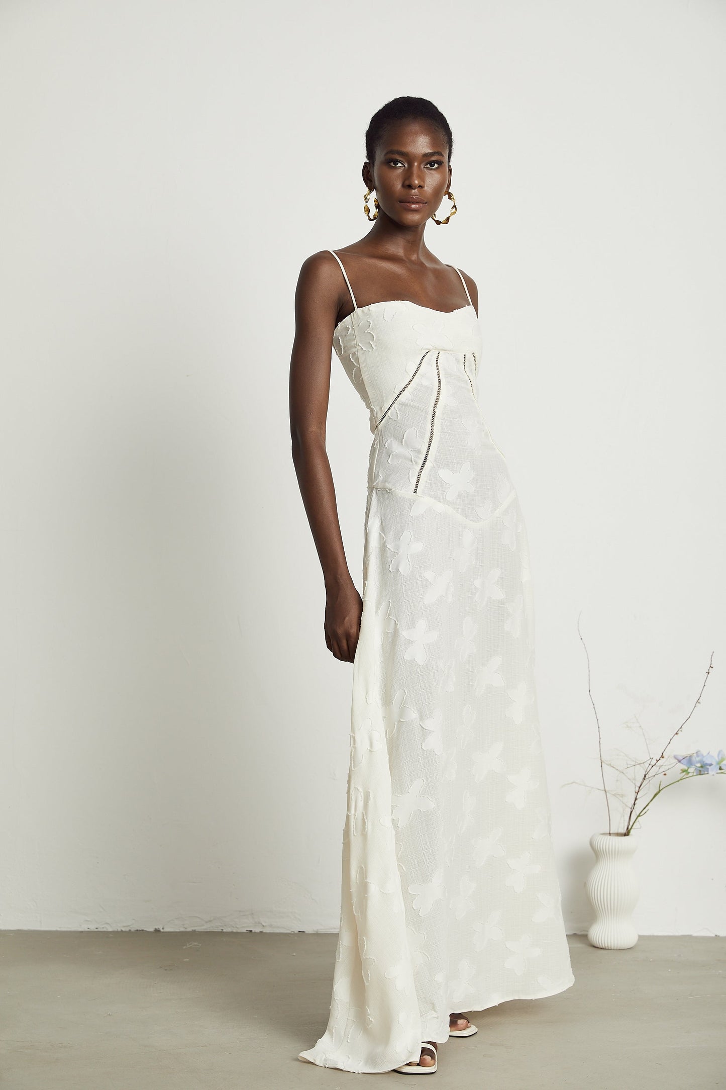 Adabella floral maxi dress in neutral