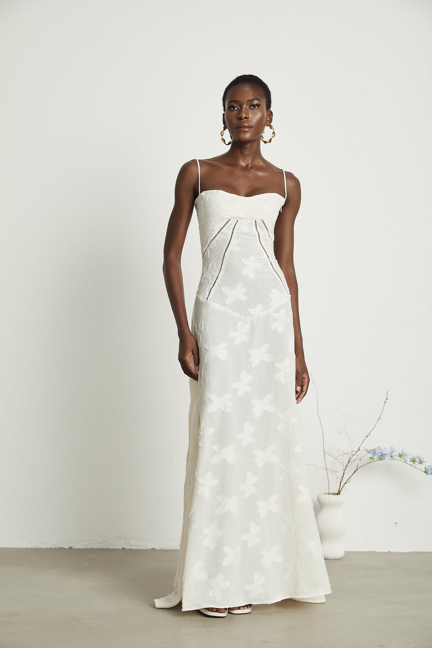 Adabella floral maxi dress in neutral