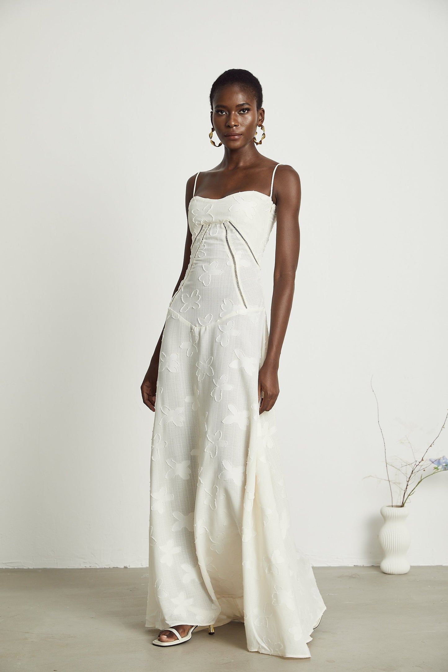 Adabella floral maxi dress in neutral