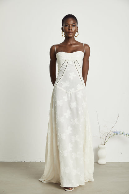 Adabella floral maxi dress in neutral