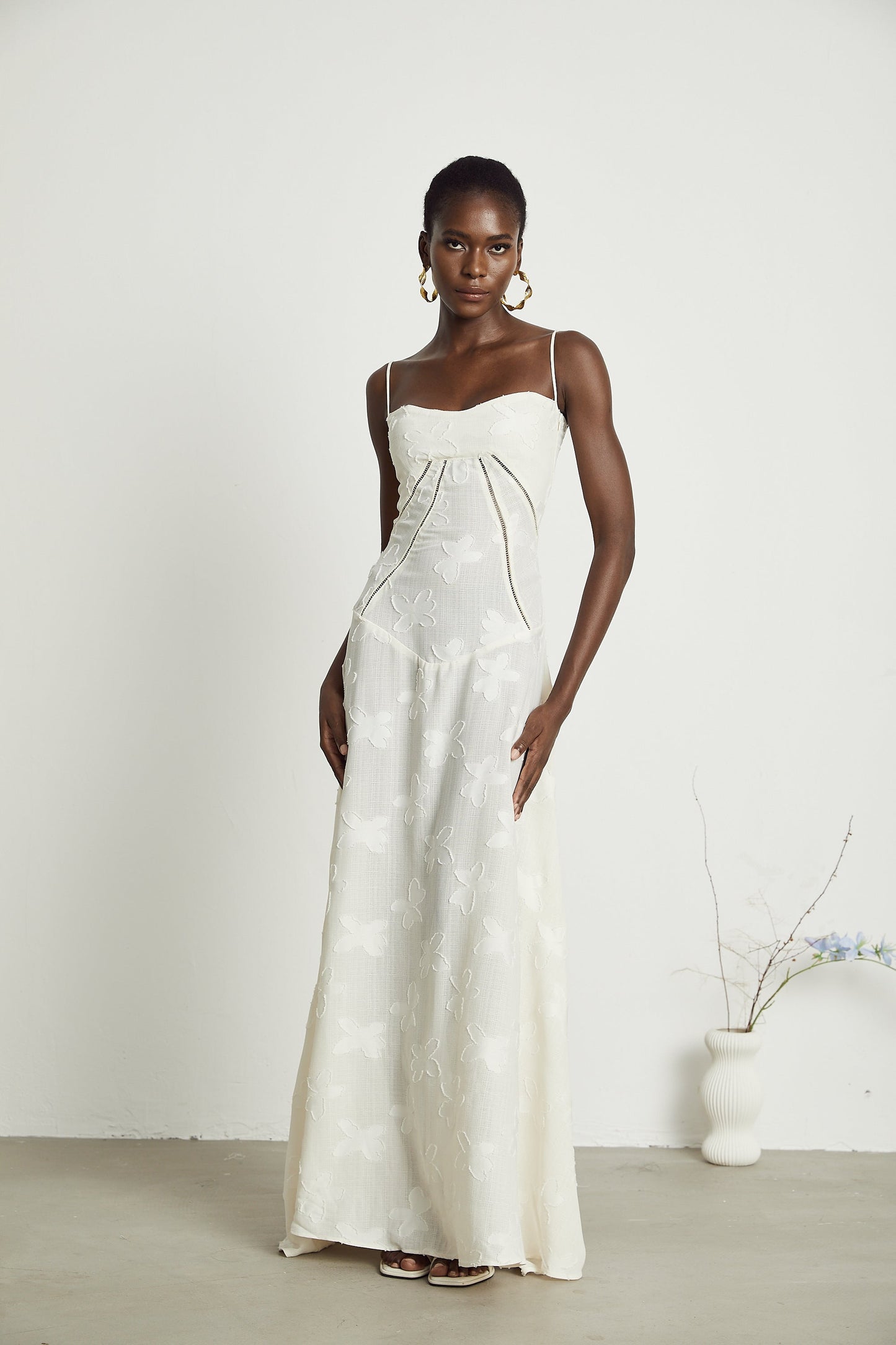 Adabella floral maxi dress in neutral