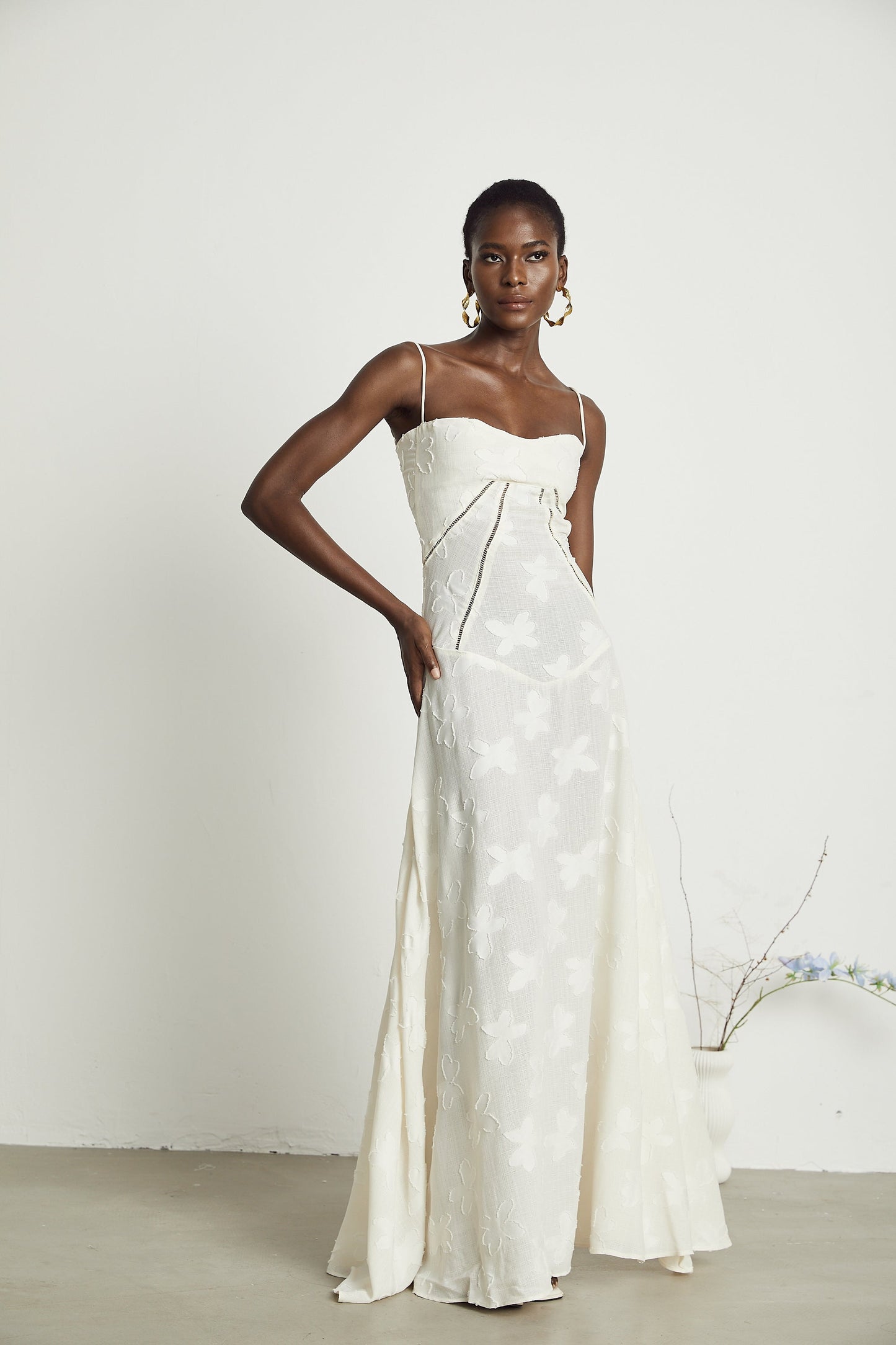 Adabella floral maxi dress in neutral