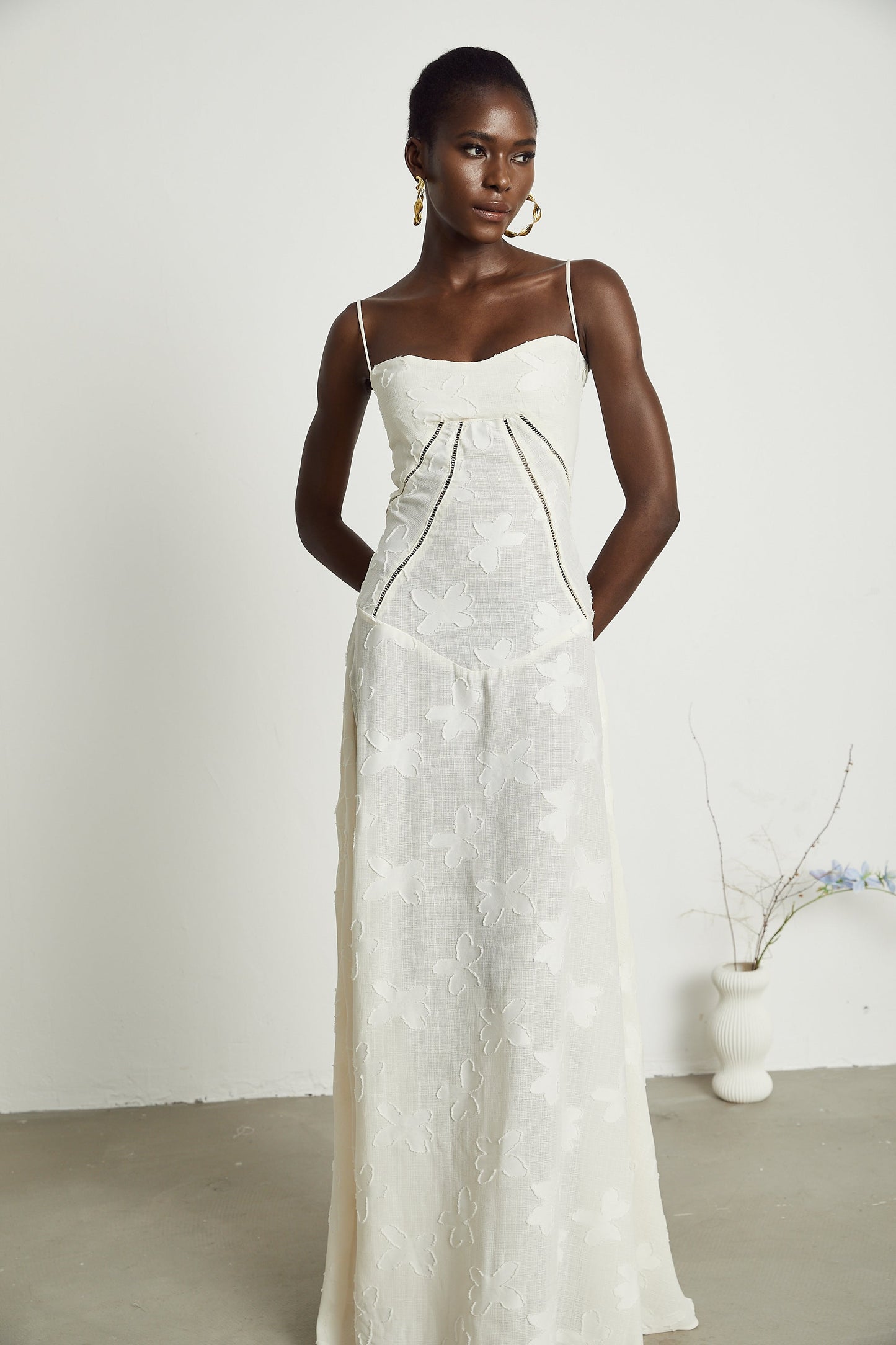 Adabella floral maxi dress in neutral