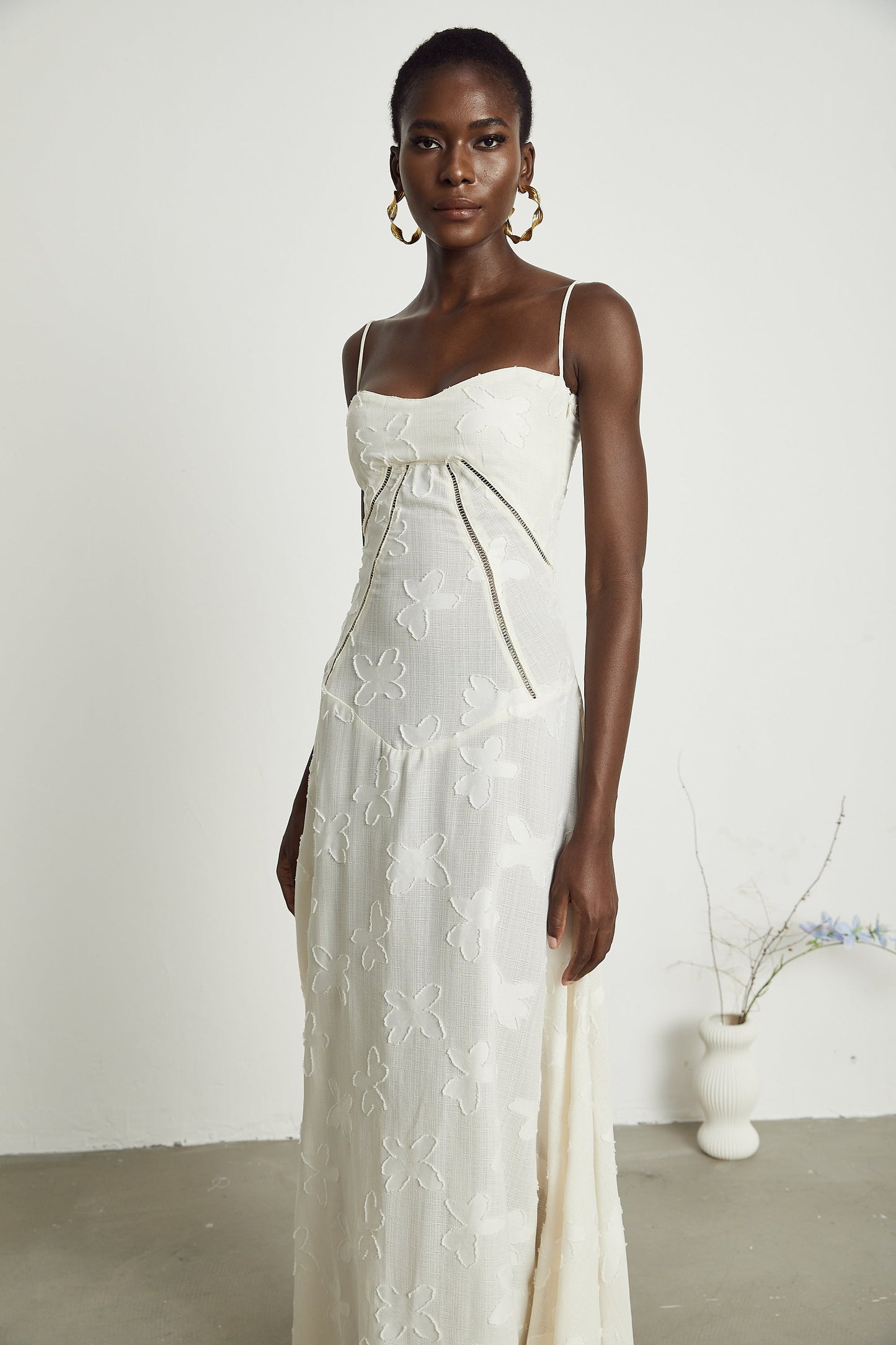 Adabella floral maxi dress in neutral
