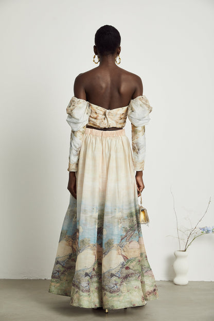 Émmanuelle pattern-print top & skirt matching set