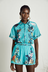 Victoire floral-print shirt & shorts matching set