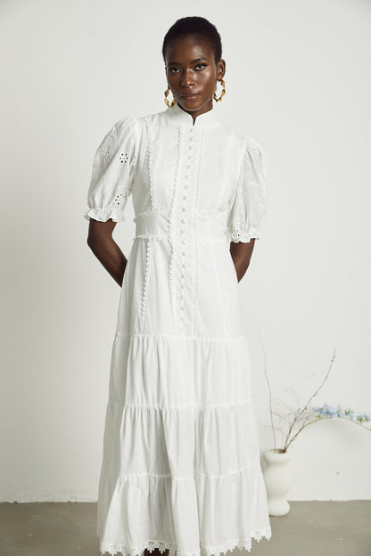 Coline lace floral-embroidered midi dress