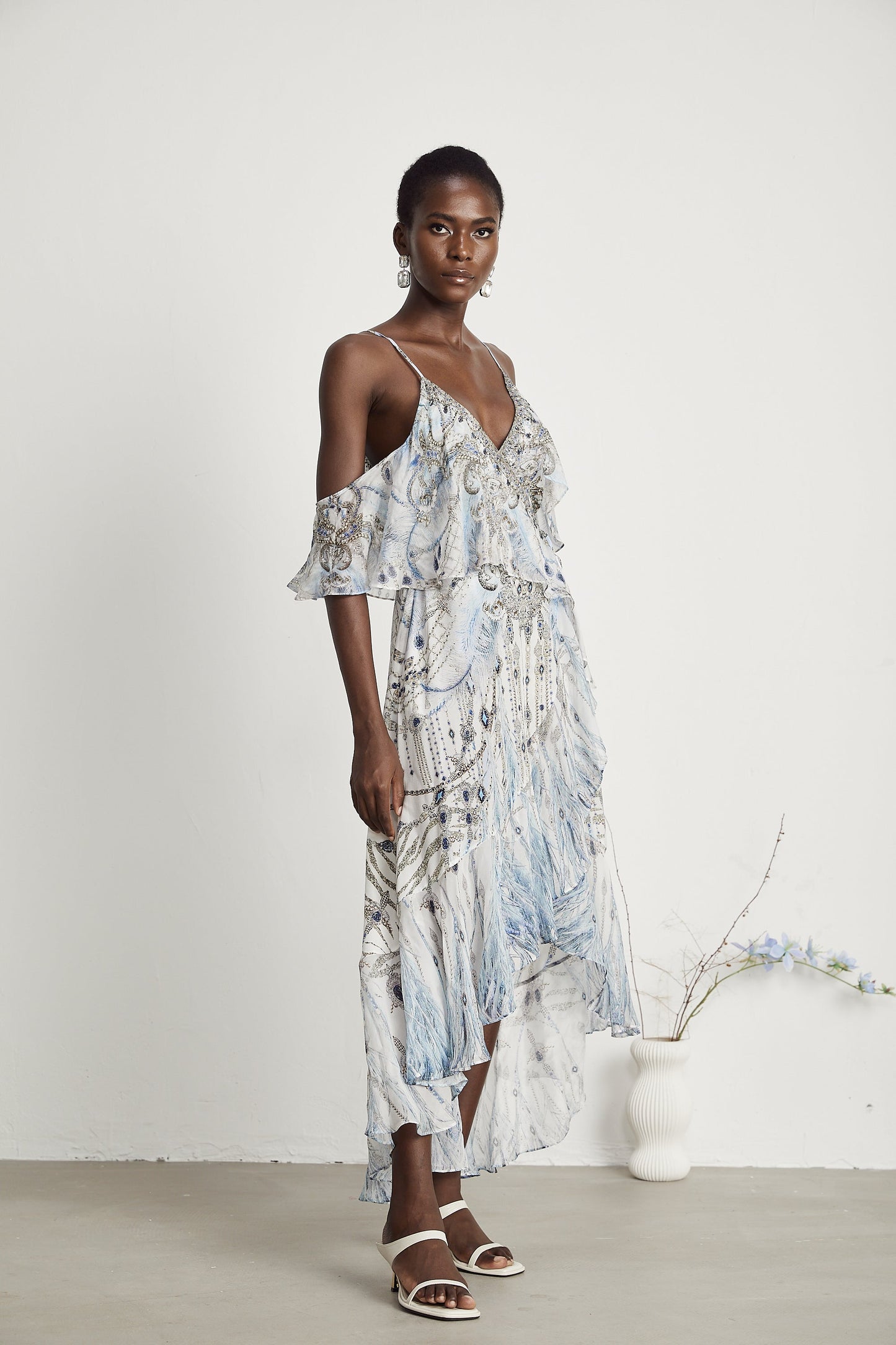 Ayla ruffle overlayer wrap dress