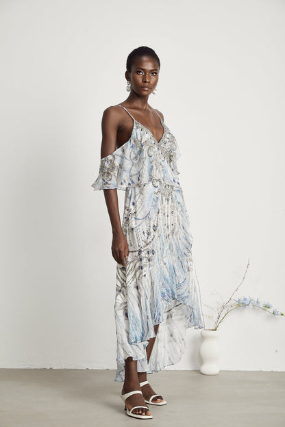 Ayla ruffle overlayer wrap dress