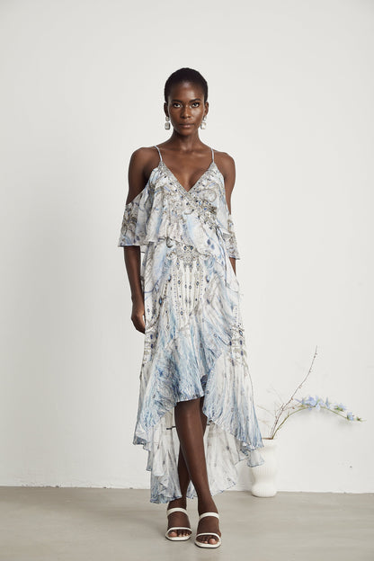 Ayla ruffle overlayer wrap dress