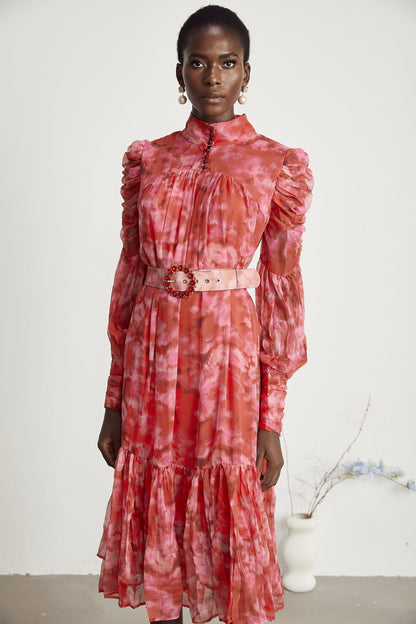 Lucie bow-tie embellished pleated midi dress