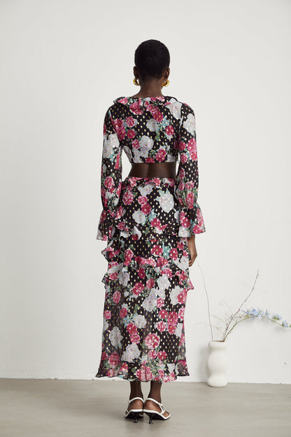 Laguna floral-print ruffled midi dress