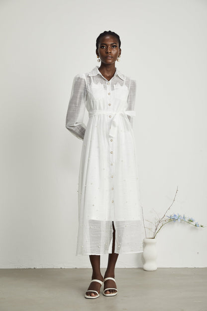 Bennett faux-pearl embellished midi dress