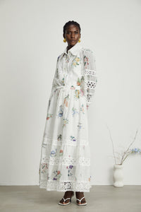 Manon floral-print cut-out shirt & skirt matching set