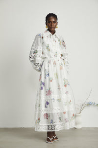 Manon floral-print cut-out shirt & skirt matching set