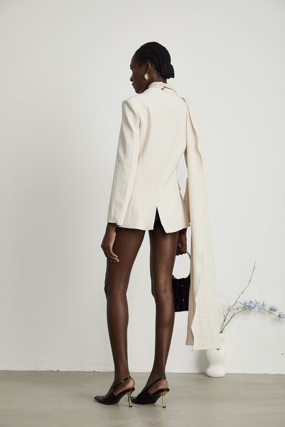 Coralie shawl-detailed jacket in Neutrals