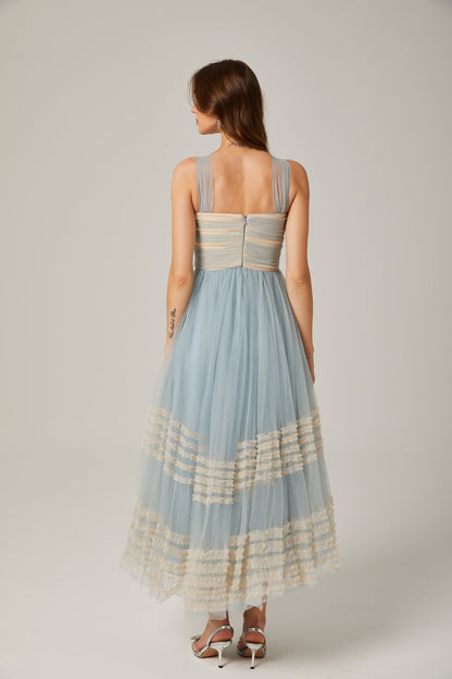 Jasmine ruched mesh maxi dress