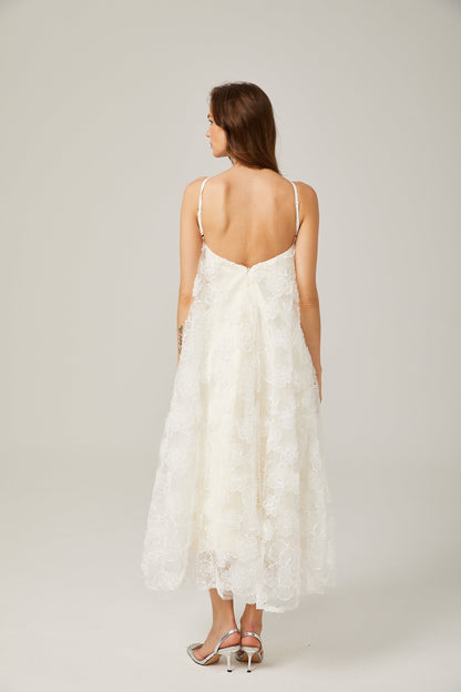 Stacie white floral-appliqué maxi dress