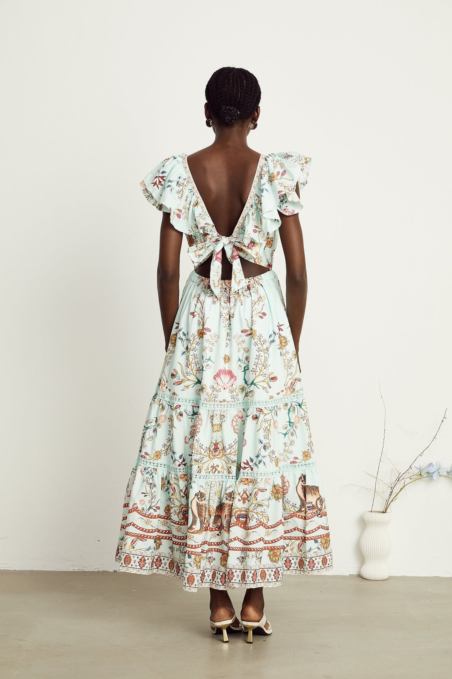 Margot ruffle floral-print sleeveless maxi dress
